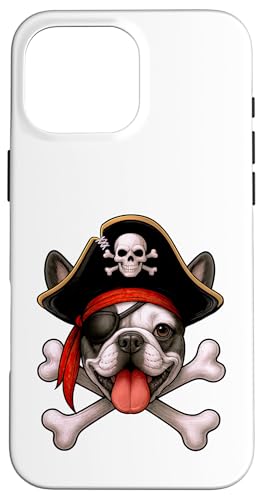 フレンチブルドッグ 海賊 ジョリー ロジャー 旗 ハロウィン スマホケース iPhone 16 Pro Max 用