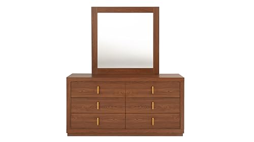 Reviews de Cajonera Con Espejo los 5 más buscados. 46 Tocador - Cajonera con 6 Cajones y Espejo Color Nogal - Madera Industrializada