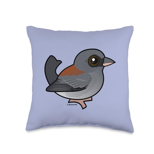 Cute Cartoon Dark-eyed Junco (Red-backed) Fun Birdorable Throw Pillow