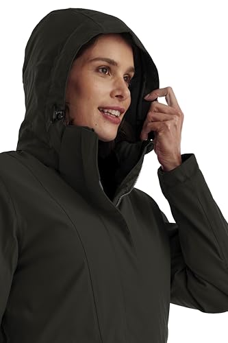 killtec Damen Parka/Mantel wasserdicht mit abzippbarer Kapuze Damen Funktionsparka, dunkeloliv, 46, 43284-000