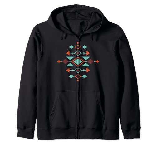 Southwest Santa Fe - Patrón geométrico tribal indio Sudadera con Capucha