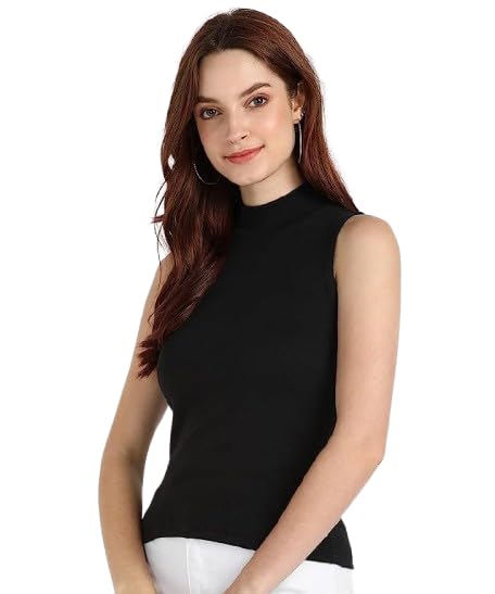 tusi Women's Essential Tank Top High/Mock Neck Full Length Turtle Neck Sleeveless Knit Rib Stretchable CT-03-picture-11
