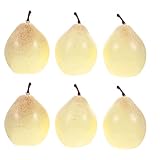 NOLITOY 6pcs Artificial Pears, Lifelike Faux Pear Fake Fruits for Home Kitchen Table Party Decor Pho