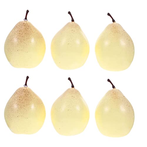 Nolitoy 6Pcs Artificial Pears, Lifelike Faux Pear Fake Fruits For Home Kitchen Table Party Decor Photography Prop #TOP16