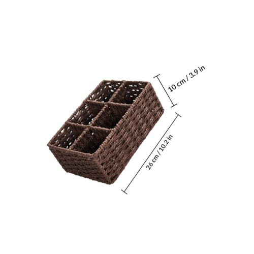 Panier rectangulaire en coton et lin à compartiments pour bureau