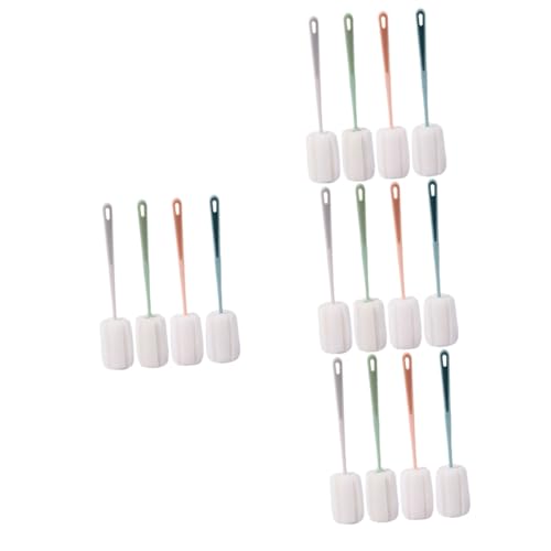 PRETYZOOM 16 Pcs Long Handle Sponge Cup Brush Water Bottle Cleaner Brush Cleaning Brush Reusable Cup Brush for Cleaning Clean Brush Household Cleaning Bottle Brush Pp No Dead Ends