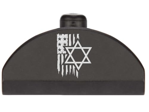NDZ Performance Brass Grip Frame Plug for Glock Gen 4-5 G17 G19 G22 G23 G24 G31 G32 G34 G35 – No Backstrap – Armor White Cerakote – White Laser Engraving, US Flag Star of David