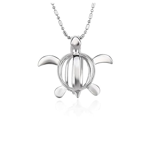 LGSY 5Pcs Silver Plated Turtle Cage Pendants for Pearl, Design Pearl Cage Pendants for DIY Jewelry Making
