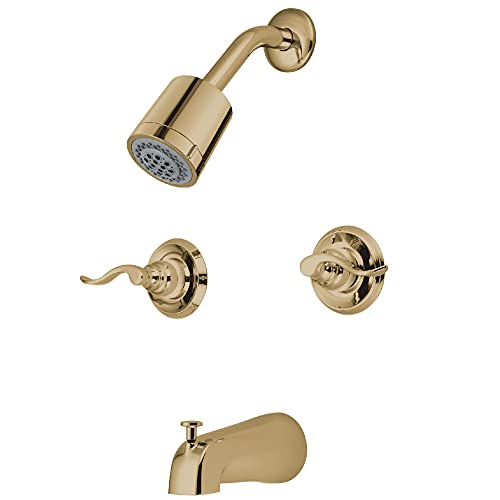 Llave para Bañera y Ducha de Doble Manija Kingston KB8242NFL, Latón Pulido miniatura 1