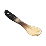 MUELODSIC 1 Unidad de Cuchara Multiusos para Café y Té Diseño Tallado de Pez, Fabricada en Cuerno de Buey, Ergonómica Rebabas, Adecuado para Cocina y Degustación