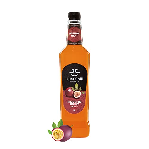 Just Chill Drinks Co.- Passion Fruit Syrup, 1L ( Non-GMO, Vegan, Gluten Free, Halal ) - Prepare refreshing & thirst Quenching mocktails