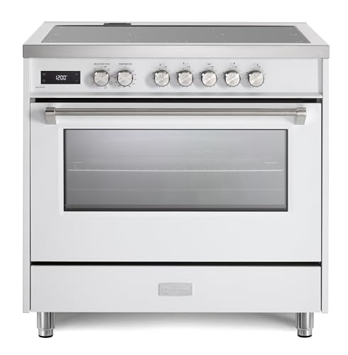 Verona VUFSIE365W 36 inch Ultima Collection Freestanding Induction Range with 5 Induction Elements, 5.0 cu. ft. Oven Capacity in White