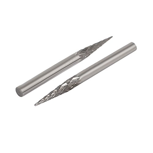 IIVVERR Pointed Tip Tungsten Steel Rotary File 3mm drill hole 3mm Cutting Diameter Gray 2pcs (Punta puntiaguda de tungsteno de acero Rotary File 3mm VÃ¡stago 3mm Corte DiÃ¡metro Gris 2pcs
