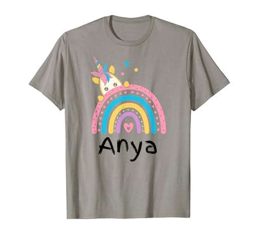 Schule Einhorn Schüler Name Anya Kindergarten Tag Kinder T-Shirt