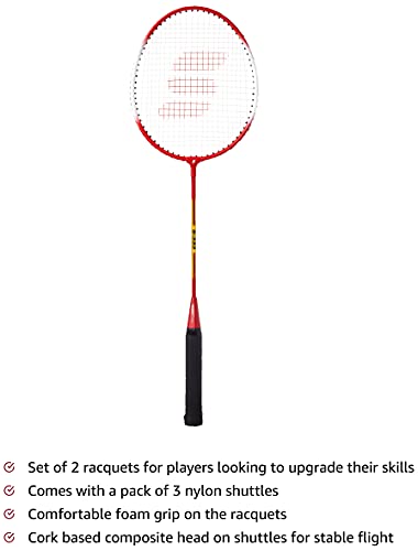 Amazon Brand - Symactive Badminton Kit With 2 Racquets For Intermediate Players And Nylon Shuttles, S333, Multicolor 2 31UXNjl5vLL