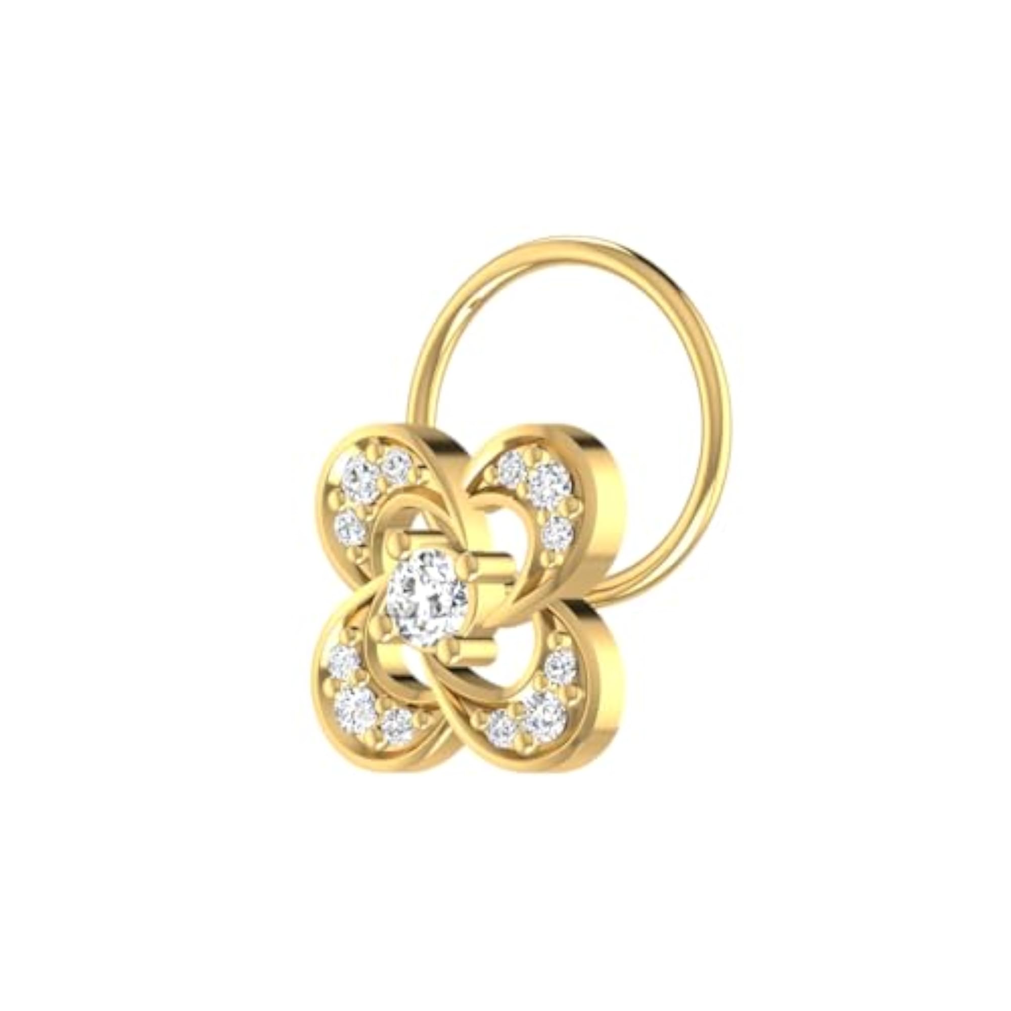 9K BIS Hallmarked Yellow Gold Stud Nosering