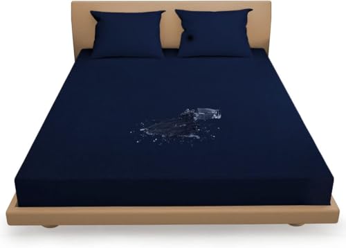 Image of BABYLEE Mattress Protector King Size 72x72 Ultra Soft Breathable & Fitted Bed Protector Terry Cover Double Bed (6.5x6 feet, Fits 10 Inches, Dark Blue)