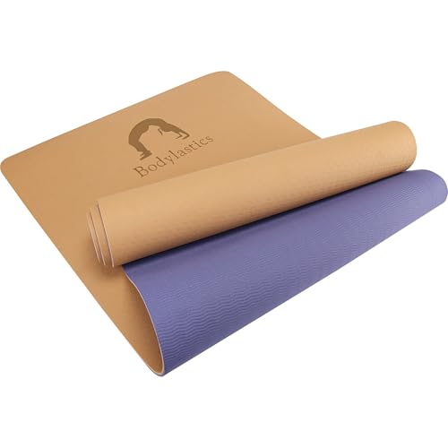 Image of Bodylastics Yoga Mat for Men and Women with Carry Bag TPE 6ft x 2ft x 6mm Large Size Anti Slip & Anti Tear Workout Mat