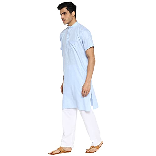 Image of Royal Kurta Mens Linen Half Sleeved Long Ethnic Kurta