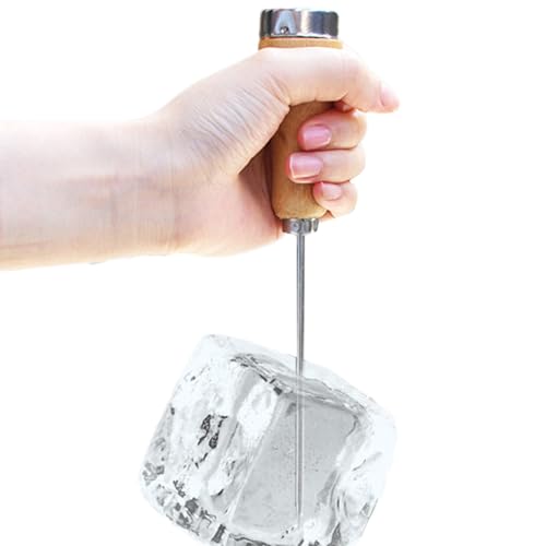 Picconi per rompere il ghiaccio – Forchetta singola per ghiaccio, scalpello con manico in legno, tritaghiaccio | Strumento per rompighiaccio in acciaio per rompere grandi dimensioni, manico in