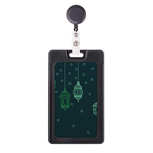 Porte-badge rétractable avec motif lanterne géométrique pour cartes d'accès