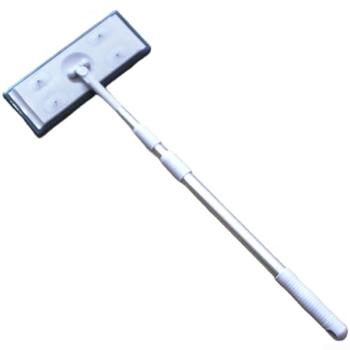 Mopa extensible de 3 secciones con eje de aleación de aluminio resistente, almohadilla de fibra ultrafina y mecanismo de recogida de polvo con clip de liberación rápida