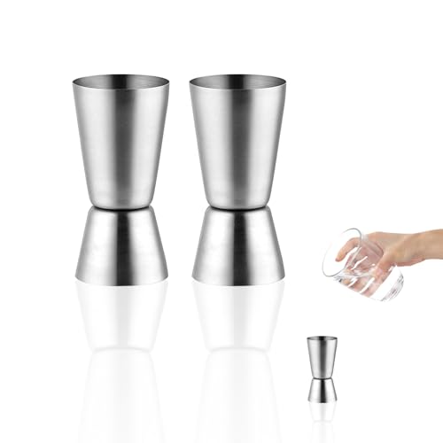 2 Copas Medidoras de Cócteles, Tazas Medidoras para Cócteles, Acero Inoxidable, Medición de Cócteles, Tamaño Doble, Accesorios para Bar Fiestas/Hogares (20/40 ml)