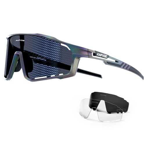 KAPVOE Gafas de Ciclismo Polarizadas Hombre MTB Gafas Mujer Gafas Bicicleta Montaña Gafas Bici Gafas de Sol Ciclismo Gafas Ciclista TR90 Gafas Btt UV 400 Gafas de Sol Deportivas Running K76 Nano 22