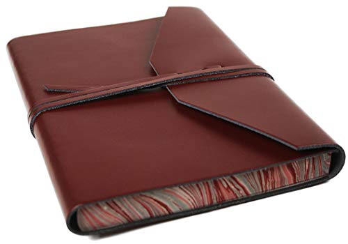 LEATHERKIND Positano Diario de Cuero Burgundy, A5 (15x21cm) Páginas Lisas - Hecho a Mano en Italia