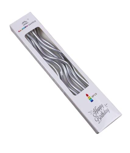 Party Expresss Silver Twisty Metallic Spiral Candles - 6PC 1