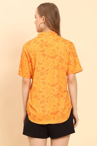 Image of Womens Casual Shirt Soft Beach Shirts Floral Tropic Print V Neck T-Shirt Short Sleeve Button Up Tops