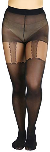 Image of ToBeInStyle Women's Faux Print Suspender Garter Sheers Pantyhose