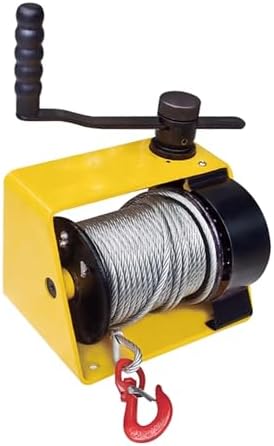Heavy-Duty Worm Gear Crank Hand Winch 2200lb Capacity, Bi-Directional Ratchet, Ideal for Towing & Loading (No Wire Rope, 1100lb Limit)