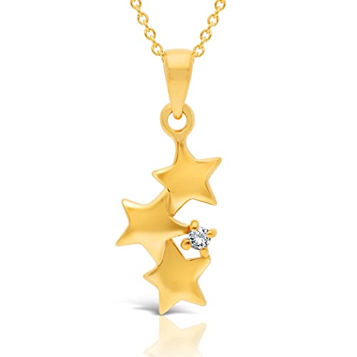 Planetys Collier Femme en Or 375/1000 Étoiles serti Diamant blanc