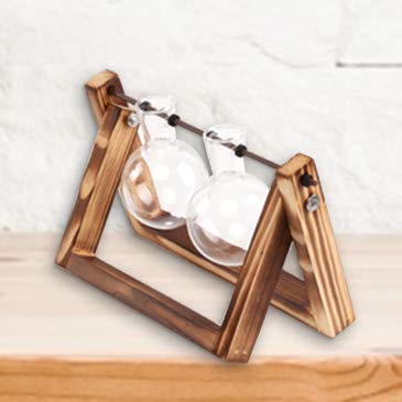 Vaso de flores de vidro, delicada moldura de madeira retrô design moderno vaso de vidro usado para d