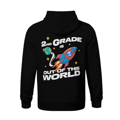 Kids 2nd Grade is Out Of This World Second Grade Design Boys Girls Lightweight Kangaroo Pocket Fleece Hoodies3