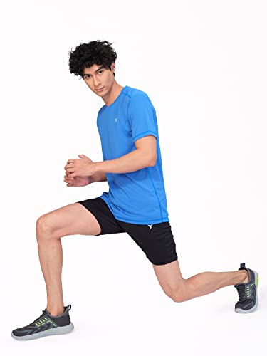 Image of TECHNOSPORT Men's Slim Fit Polyester Activewear Sports T-Shirt with Moisture-Wicking Comfort for Workout, Running & Gym