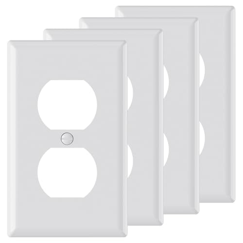 AIDA 1-Gang Standard Duplex Outlet Covers, Glossy White, 4-Pack Unbreakable Polycarbonate Replacement Wall Plates for Light Switch Cover Plate, UL Listed, 4.5"H x 2.75"L
