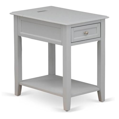 East West Furniture  Denison Modern End Table - Rectangle Nightstand with a Drawer for Bedroom, 24x19 Inch, Urban Gray - DE-14-ET DE-14-ET