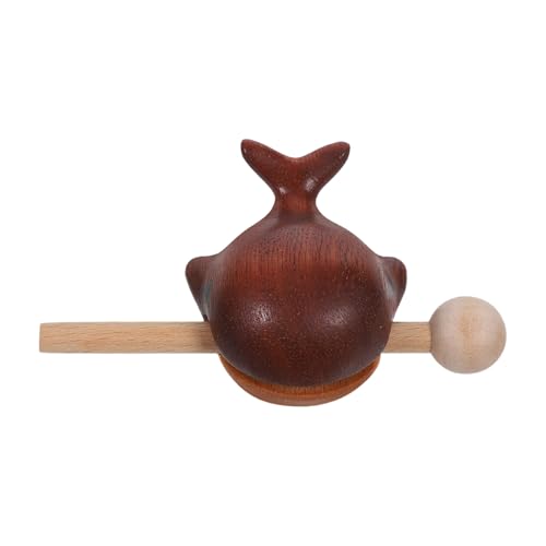 ERINGOGO 木製木魚彫像 クジラデザイン 音鳴る楽器 コンパクト 車内装飾やデスク置物に 精巧な手彫り仕上げ インテリア用リズム楽器