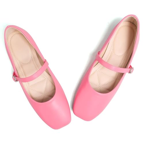 Image of LUXINYU Women's Slip on Flats,Classy Round Toe Solid Classic Mary Jane Ballet Dance Shoes Soft Comfortable PU Flat Shoes