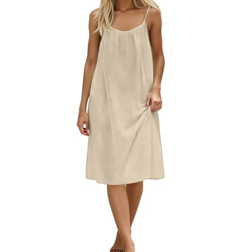Robe spaghetti dress d'été fluide couleur unie pour cocktail chic - 6