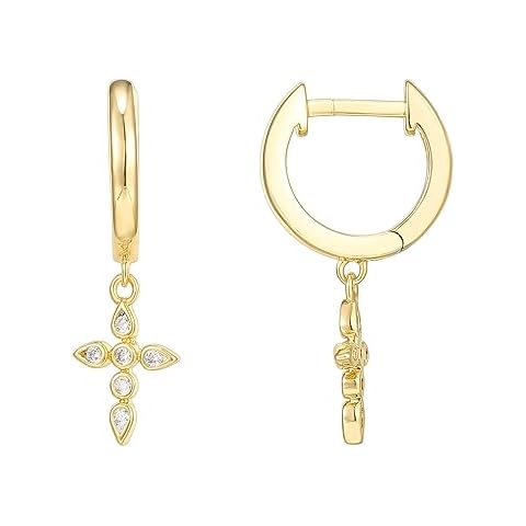 PAVOI Gold Plated Cross Earrings for Women Cover