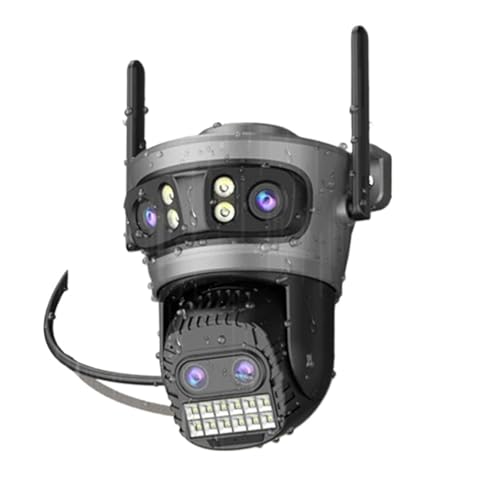 Telecamere di Sorveglianza, 10X Optical Zoom 16MP 4K Outdoor Wireless Security Camera Four Lens WiFi PTZ Camera with Color Night Vision for Home Surveillanc(16MP Add 64G Card)