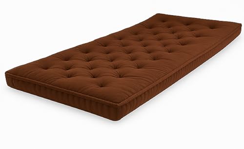 Image of ATOOTFUSION Cotton Floor Mattress, 4 inch Thick Tufted Cushion, 72 x 30 inch, Foldable, Rollable Light Weight Cotton Mattress (Brown)
