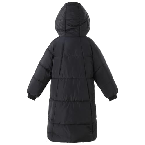 Boys Girls Long Puffer Jacket Coat with Hooded Waterproof Size 5–14T Black Outwear2