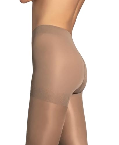 Image of MILA MARRUTTI Women's Dark Nude Slimming Tights for Women | Sheer Shaping Stockings Pantyhose | Skin Color Control Top Nylons - Tan, M