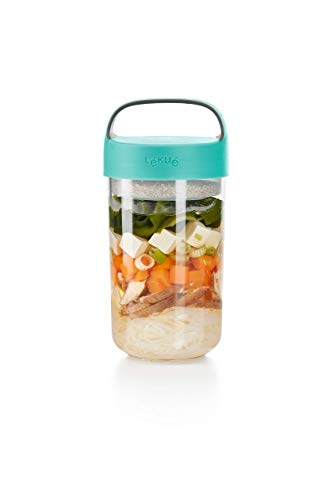 Lékué Recipiente/Jarra Hermético Para Transportar Alimentos, comida, desayuno, merienda, Jar to go color Turquesa, 600 ml