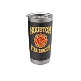 Retro Houston Fire Department Patch Flag Texas Firefighter Stainless Steel Insulated Tumbler