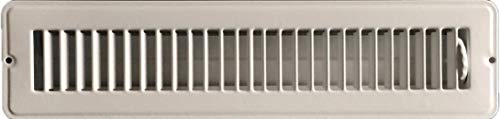 RV and Home White Stamped Steel Floor Diffuser Register with damper 14  X 2  (duct opening size) Outside dimension 15.5 x 3.75 